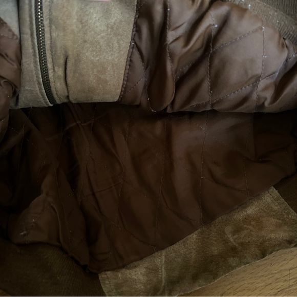 Croft & Barrow Genuine Leather Suede Bomber Winter Jacket Tan Men's Size L - Picture 7 of 12